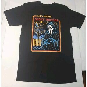 Scream Ghost Face Shirt Adults Large Black Let's Watch Scary Movies Horror
